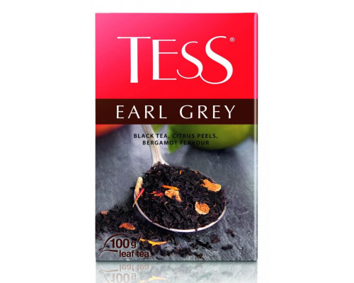 Чай TESS Earl Grey черный листовой с ароматом бергамота 100 г