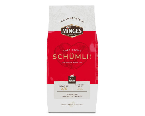 Кофе зерновой Minges Café Crème Schümli Zwei (2) в экономичном пакете 1 кг
